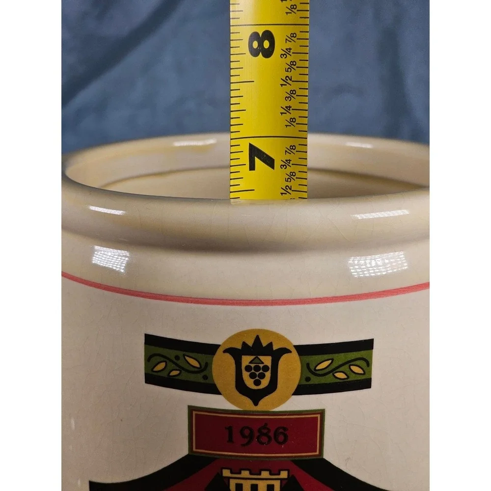 Vintage OGGI French Wine Label Ceramic Canister With Lid 9 In